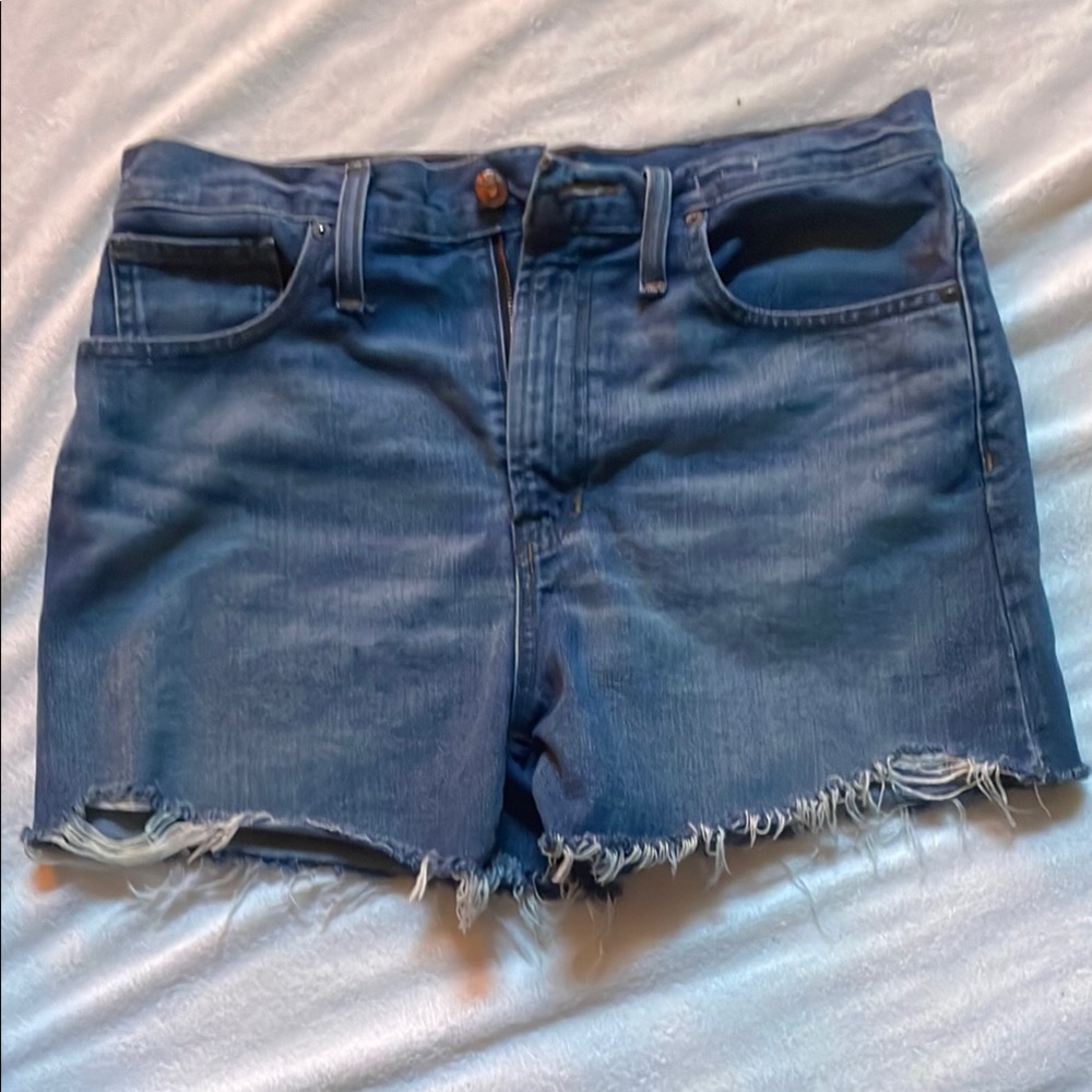 Madewell Blue Jean Shorts with Frayed Hem